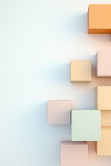 Poster - A wall of colorful cubes arranged in a pattern. The cubes are of different colors and sizes, creating a visually interesting and dynamic display. The arrangement of the cubes suggests a sense of order