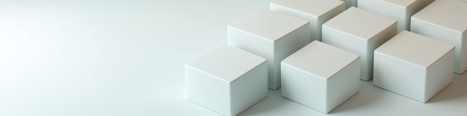 Poster - a row of white cubes are stacked on top of each other. the cubes are all the same size and are arran