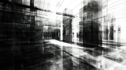 Poster - Mysterious structure in abstract science fiction style. Colorful color line shading express weird shape of building in digital construction concept perfect for futuristic architecture design. AIG53.