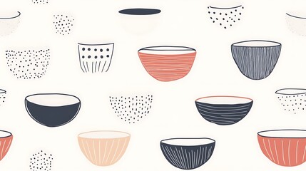 Wall Mural - Abstract pattern of various bowls. Graphic design for backgrounds