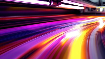 Poster - Vibrant Colorful Light Trails in Motion with Abstract Design Elements