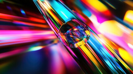 Wall Mural - vibrant light refraction through crystal clear drop on glass surface