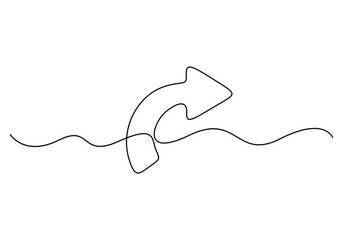 Poster - continuous one line drawing arrow pointing right. one line arrow pointing right. vector illustration