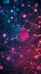Poster - Network connections, nodes glowing, abstract background, technology concept