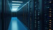 © CHONCHANOK PHOTO - A modern data center hallway filled with rows of server racks, showcasing advanced technology and efficient data management.