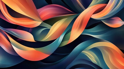 Poster - Abstract Colorful Flowing Waves on Dark Background Design