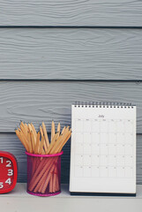 Wall Mural - 2025 calendar desk place on table. desktop calender for planner to plan agenda, timetable, appointme