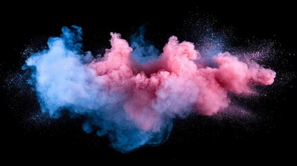 Poster - Soft tendrils of blue and pink smoke intertwine gracefully, creating a captivating visual experience