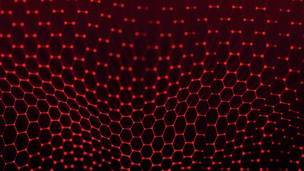 Poster - Futuristic hexagon background. Futuristic honeycomb concept. Particle wave. Geometric background. Abstract 3d vector illustration.