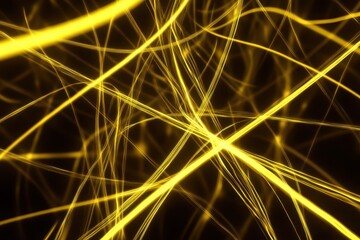 Canvas Print - Dynamic Abstract Yellow Light Lines on Dark Background Image