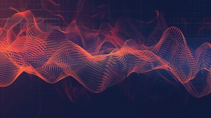 Abstract picture vivid particle neon light with digital technology style design connect become dynamic of electric wave movement represent about flowing of data or structure of network system. AIG53.