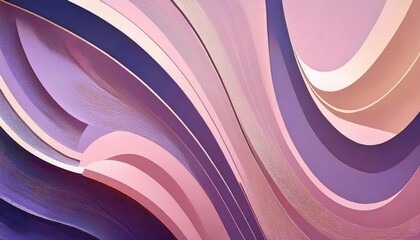 Poster - abstract flowing paper layers in shades of pink and purple with intricate texture, perfect for modern design and digital art


