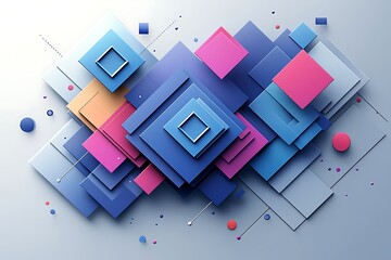 Abstract Colorful Geometric Square Shapes Design