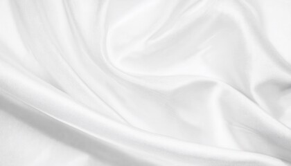 Poster - luxurious white silk fabric with soft swirling folds, smooth texture, and gentle sheen, ideal for background