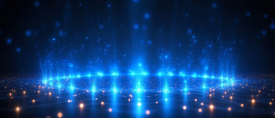 Poster - glowing network nodes create vibrant digital connection