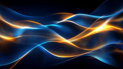 Poster - glowing blue and gold waves create dynamic visual flow