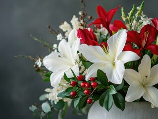 Wall Mural - Red and White Flowers in Vase