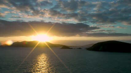 Poster - Sunset at the Blasket Islands on Dingle Peninsula seen from the Slae Head drive, Co.Kerry, Ireland