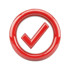 Poster - Red check mark symbol in glossy circular design, representing approval