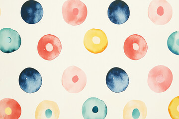 Poster - Colorful polka dot pattern in pastel hues on light beige for cheerful decor and design