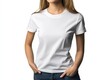 © Fathor - White T-shirt mockup for women, front view, white background, high resolution, no people, mock-up template stock photo
