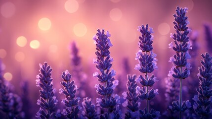 Poster - Enchanting Lavender Field at Sunset: A Serene Symphony of Purple Hues and Golden Light, Capturing the Tranquil Beauty of Nature's Masterpiece.