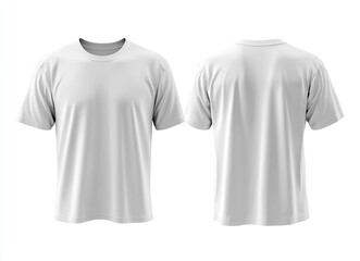 Wall Mural - White T-shirt template, front and back view, isolated on a white background. Mockup for design print presentation, mock-up, stock photo.