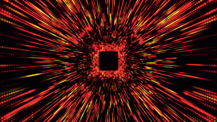 Poster - Colorful square tunnel background. Abstract digital background. Big data visualization. Data flow information. Wormhole. Abstract 3d vector illustration.