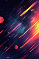 Wall Mural - Vivid colorful abstract background with diagonal lines and glowing geometric shapes