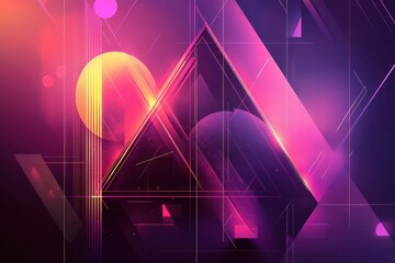 Poster - abstract geometric shapes in vibrant purple, pink, and orange gradient tones
