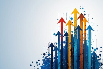 Poster - Abstract arrows pointing upward in colorful artistic design