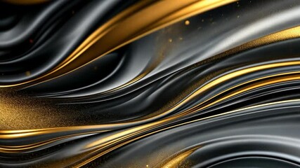 Poster - Stunning 4k abstract motion graphics showcasing flowing black and gold patterns