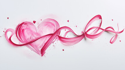 Wall Mural - Feminine calligraphy of Valentine's message intertwined with soft pink heart on white paper background-7