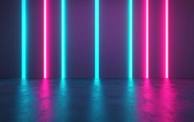 Poster - vibrant neon lights in a modern, minimal space creating a dynamic atmosphere.