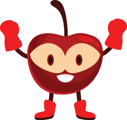 Poster - Cartoon cherry boxer wearing boxing gloves and boots is ready to fight and win the match
