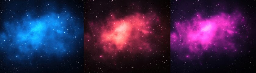 Poster - Vibrant cosmic nebula in blue, pink, and purple hues against a dark background.