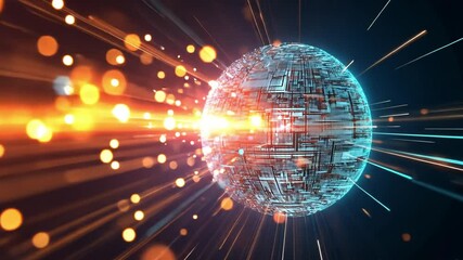 Poster - dynamic 4k ai generated visuals showcasing a futuristic glowing sphere with vibrant energy bursts