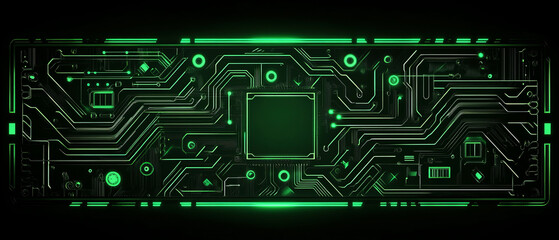 Poster - Abstract glowing circuit board design with high tech textures