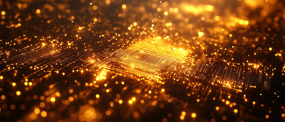 Poster - abstract glowing circuit board design with high tech textures
