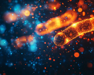 Poster - Abstract glowing scientific data floating in sterile air