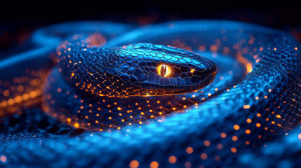 Wall Mural - Glowing serpent pattern on sleek futuristic background