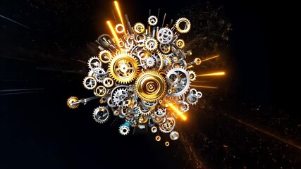 Poster - Dynamic gears in motion showcasing a stunning explosion of creativity and technology