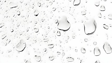 Aufkleber - Captivating image showcasing the ethereal beauty of isolated water droplets suspended against a clean white backdrop  The droplets  transparency reflections