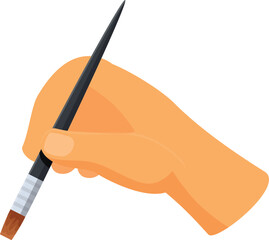 Poster - Hand delicately holding a paintbrush, ready to create a masterpiece