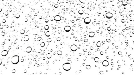 Poster - Stunning close up of shimmering water droplets on a glass surface creating a mesmerizing abstract pattern of light texture and reflection  The transparent liquid forms a crisp minimalist