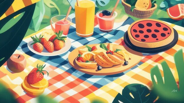 Summer picnic illustrations are filled with happy and vibrant elements.