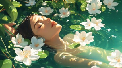 Wall Mural - Summer relaxation illustrations capture peaceful and serene moments.