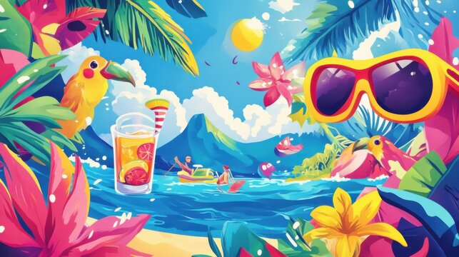 Summer vacation illustrations burst with adventure and happiness