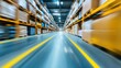 © STwul - Fast warehouse aisle, motion blur, logistics, inventory, storage