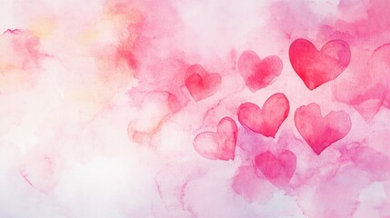 Poster - Creating abstract watercolor art studio painting creative space artist's perspective gentle pink heart concept